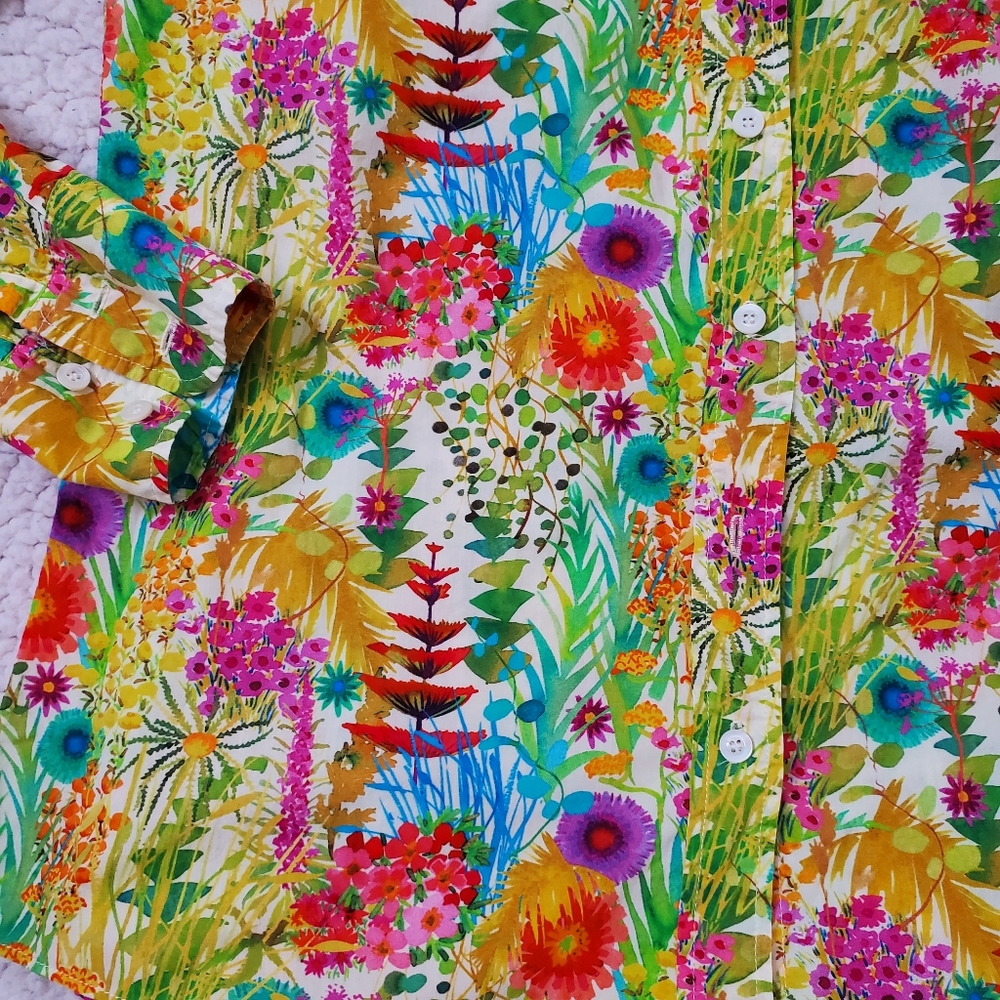 J.Crew Liberty Cotton Floral Button Down Size 0 Semi-Sheer - Picture 4 of 14